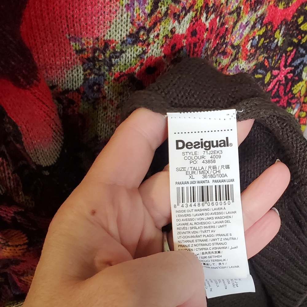 Desigual Multicolor Floral Knit Cardigan XL - Picture 3 of 6